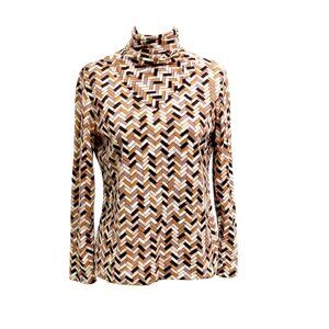 Vintage Mid Century 1960s-70s Geometric Mock Neck Mod Top